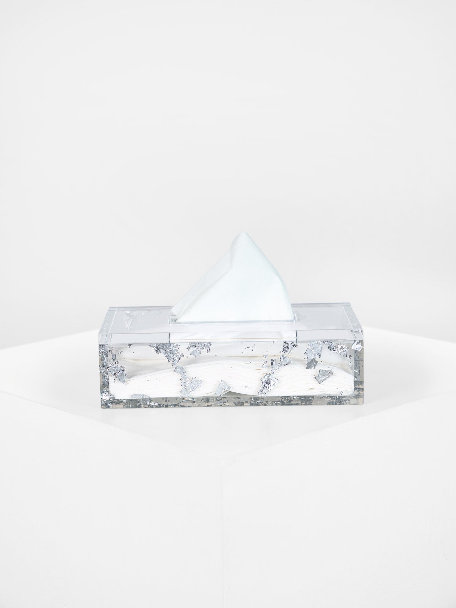 The SILVER FLAKE tissue box in resin