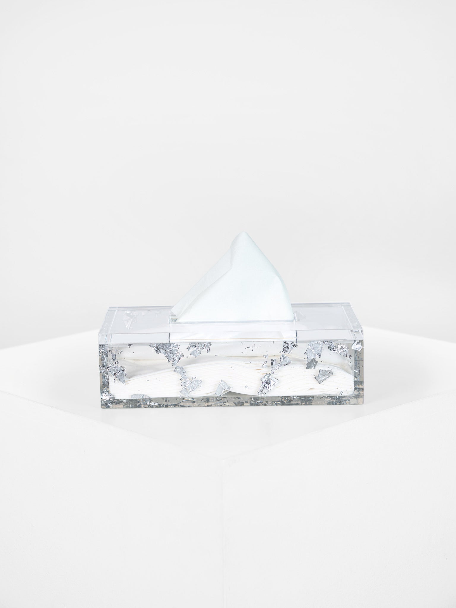 The SILVER FLAKE tissue box in resin