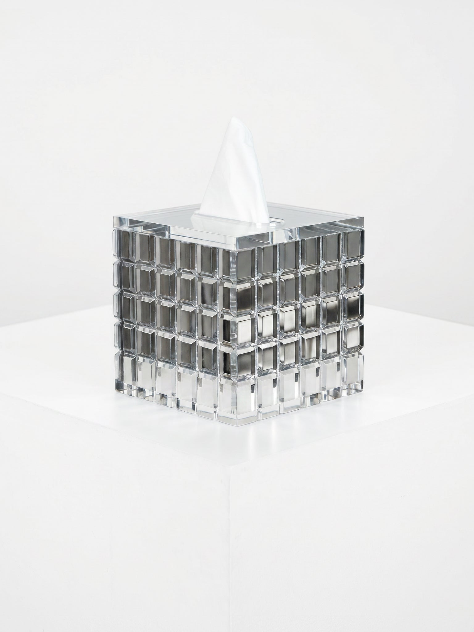 The LOU LOU cube tissue box in Silver
